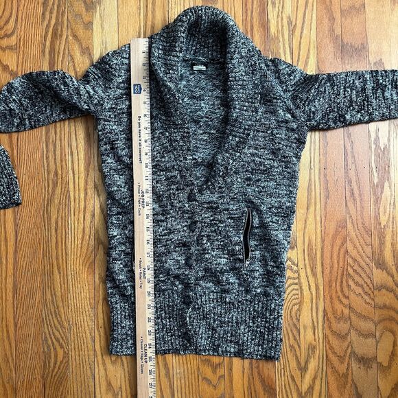 J Crew Cardigan S Black Gray Heathered Merino Wool Blend Button Zip Pockets - Picture 7 of 8